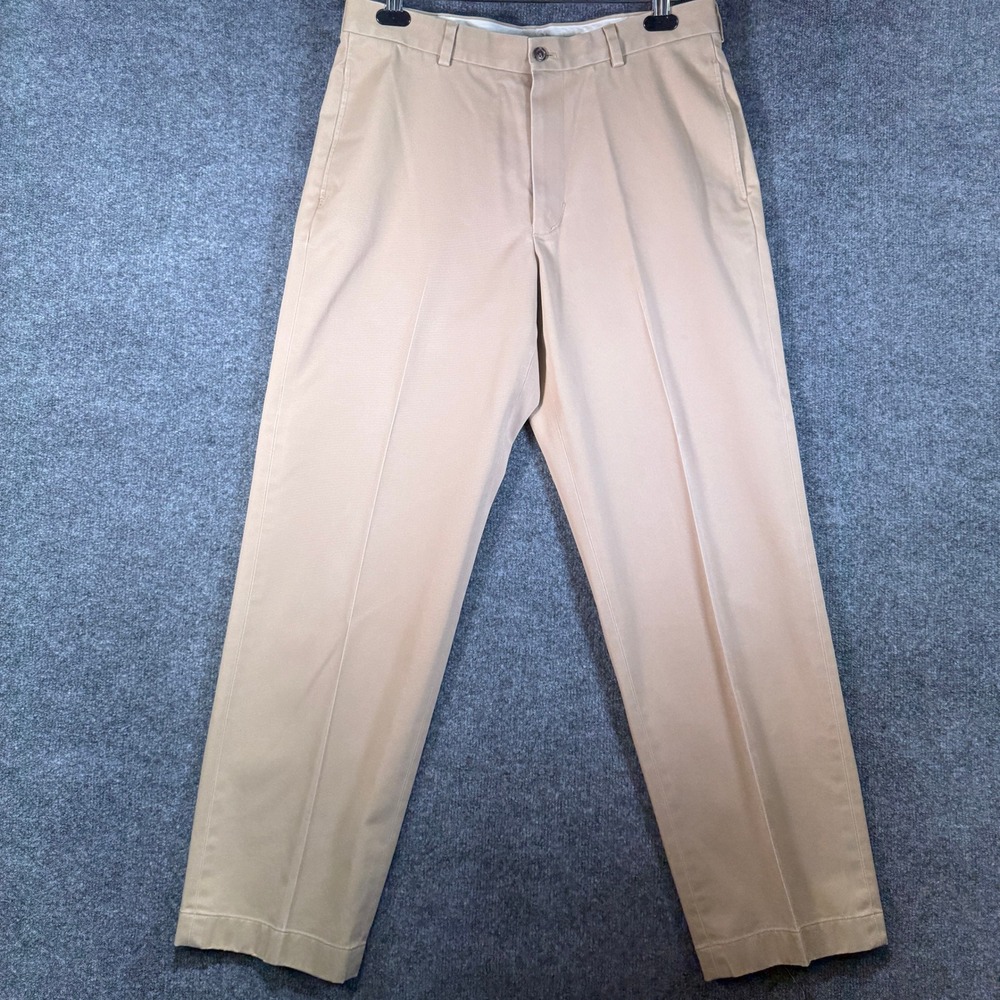 Brooks Brothers Hudson Advantage Chino Pants Mens 34x32 Tan Khaki Cotton Twill